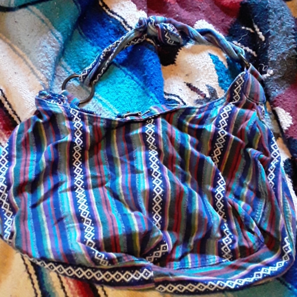 Striped over the shoulder bag